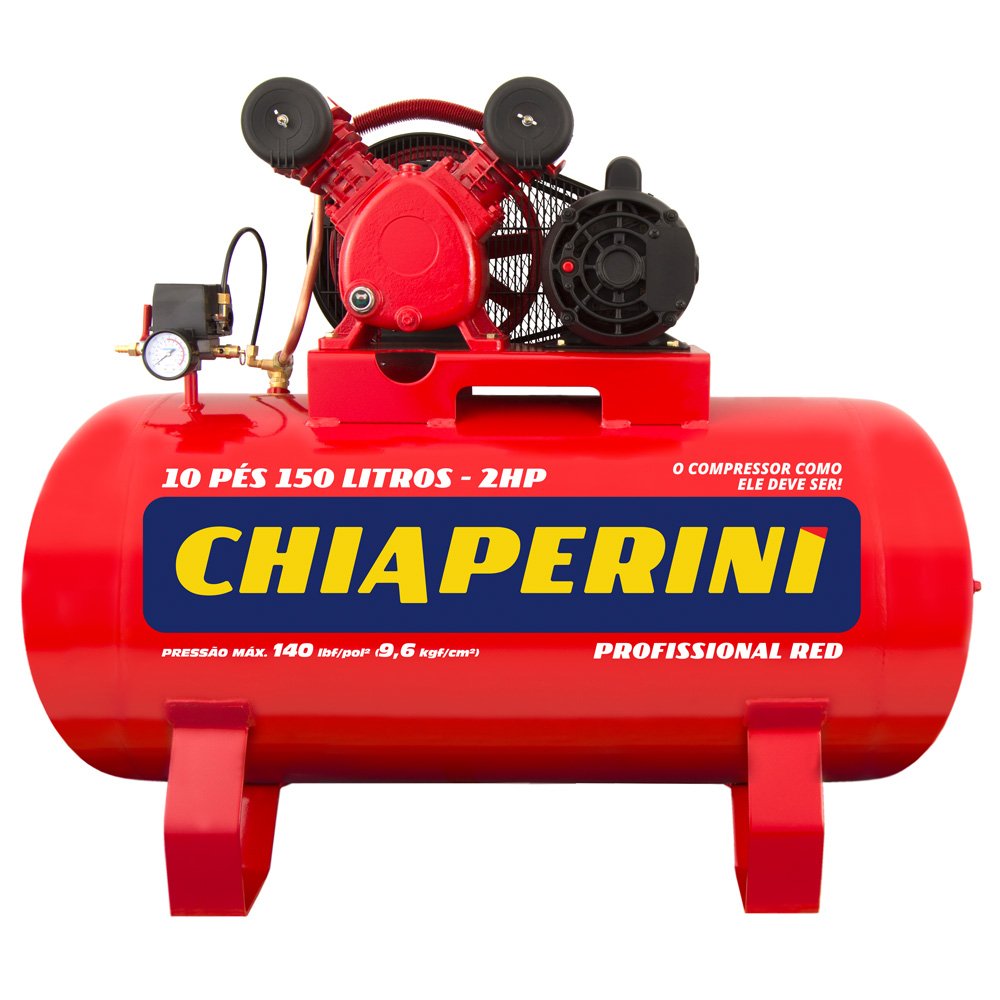 Compressor-de-Ar-Red-Media-Pressao-10-Pe-chiaperini-196071 Compressor de Ar Red 10 Pés 2HP 140 PSI 150L 110/220V CHIAPERINI-19607 - Imagem 1